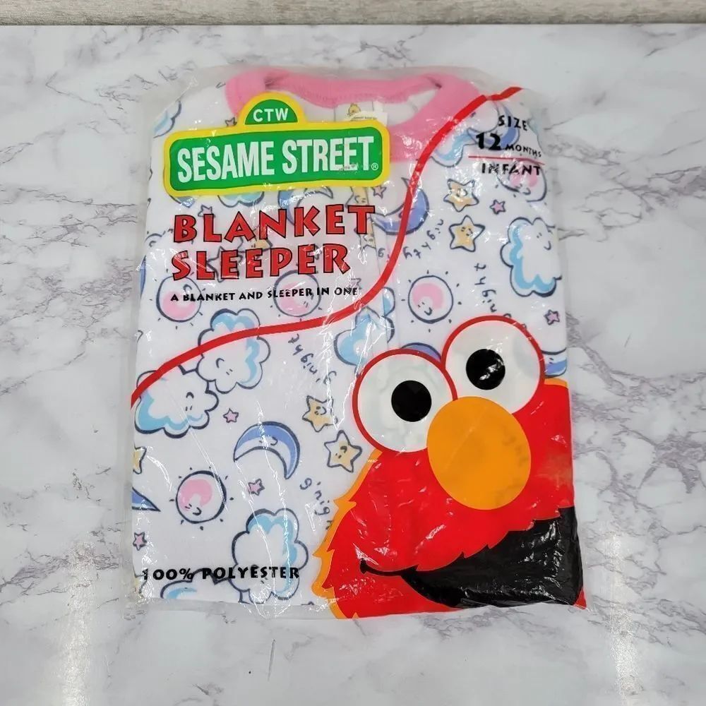 Sesame Street Vintage Infant Pajamas  Blanket Sleeper Footed NEW 90s
